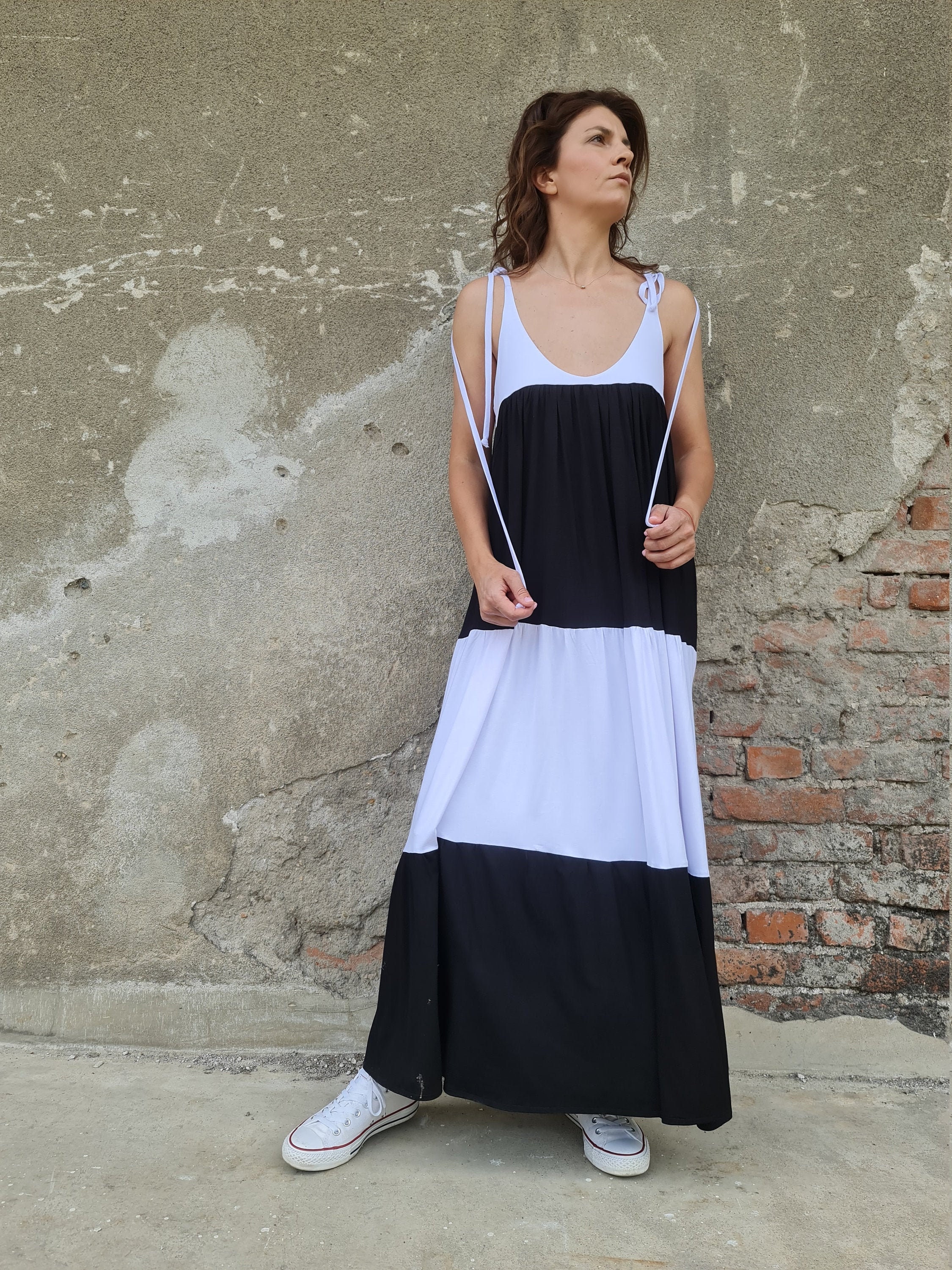 Black and White Maxi Dress, Summer Maxi Dress, Long Maxi Dress, Black White  Stripes Dress, Summer Dress, Women Maxi Dress, Black White Dress - Etsy
