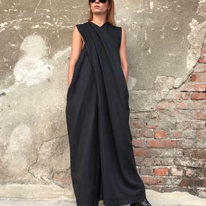 Women Jumpsuit, Black Jumpsuit, Women Romper, Gothic Clothing, Maxi Jumpsuit, Cotton Jumpsuit, Black Overall, Extravagant Jumpsuit image 2