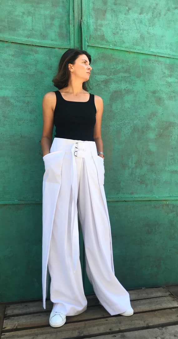 High waisted white beach pants store