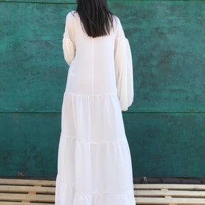 White Maxi Dress, Maxi Dress, Long Sleeves White Dress, Summer Maxi Dress, Maternity Maxi Dress, Summer Wedding Dress, White Dress image 9