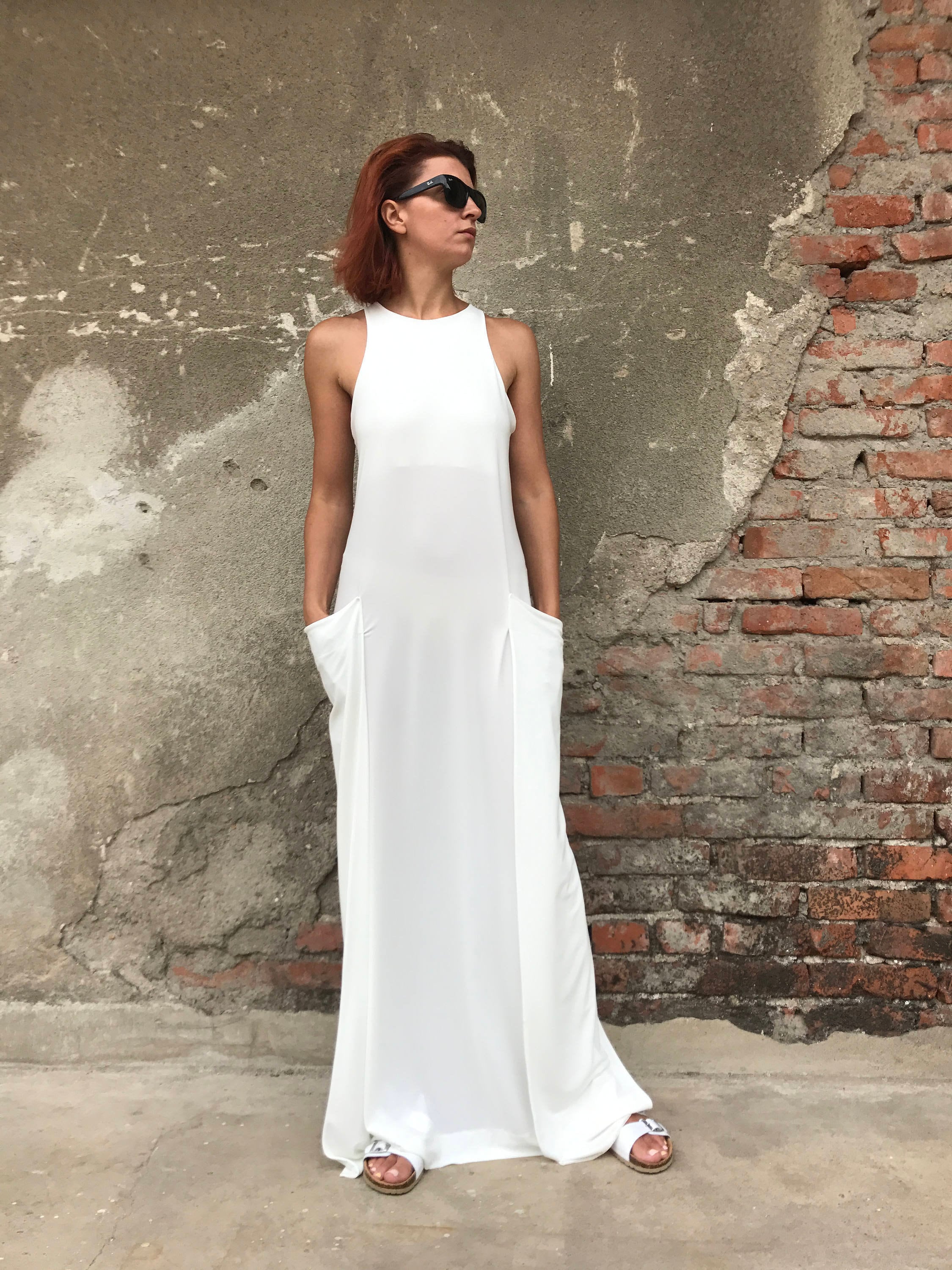 Women White Dress, White Maxi Dress, Women Dress, White Kaftan, Abaya Dress,  Minimalist Dress, Cocktail Dress, Long Dress, Elegant Dress 