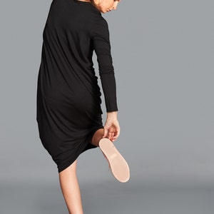 Black Midi Dress, Minimalist Dress, Plus Size Dress, Extravagant Dress, Trendy Dress, Short Sleeved Dress, Loose Dress, Gothic Dress image 5