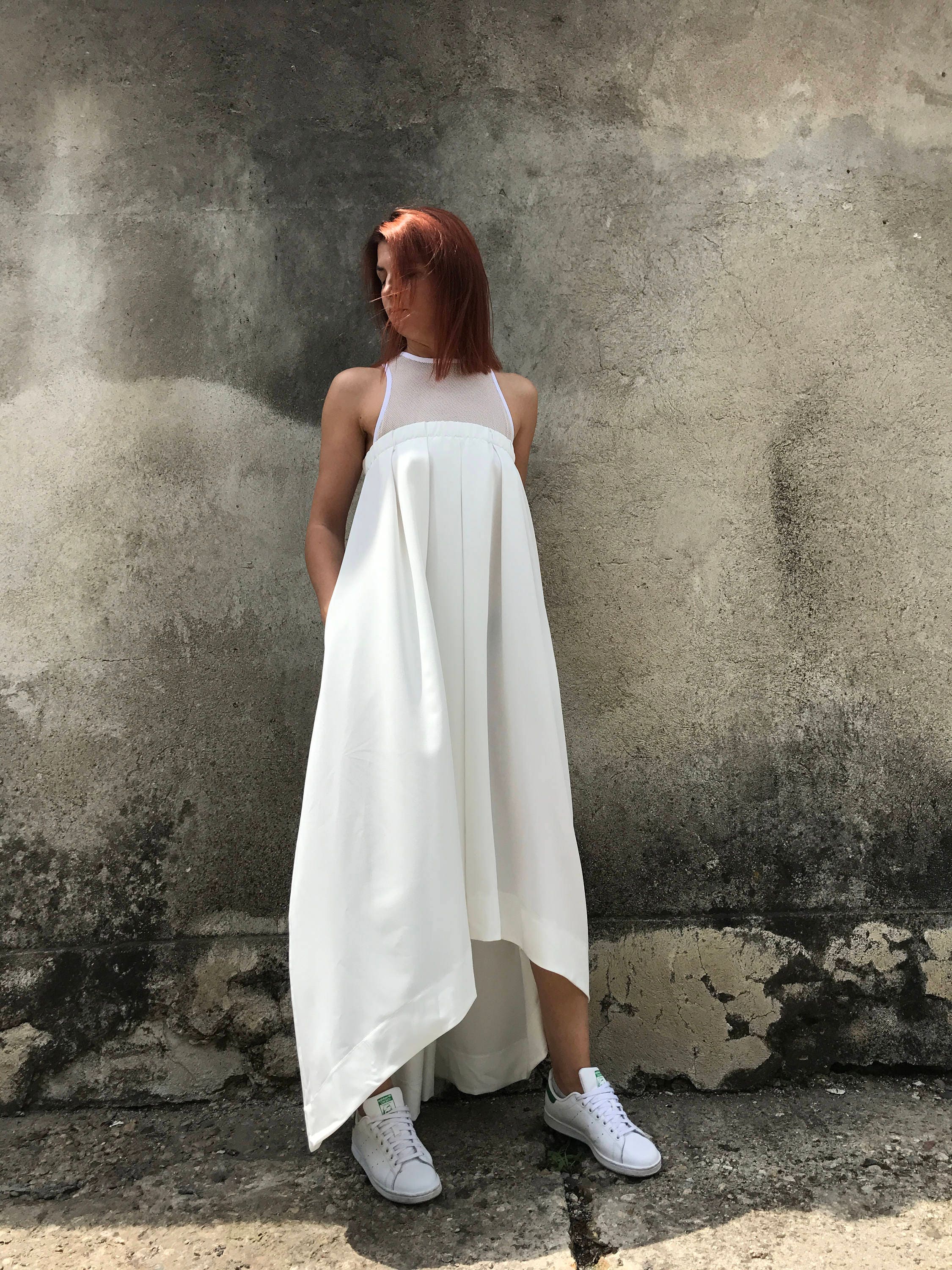 White Maxi Dress Women Maxi Dress Asymmetrical Maxi Dress - Etsy