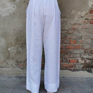 Wide Leg Pants, White Linen Pants, Summer Linen Pants, White Palazzo Pants, Palazzo Linen Pants, Wide Linen Pants, Wide Leg Linen Pants image 6