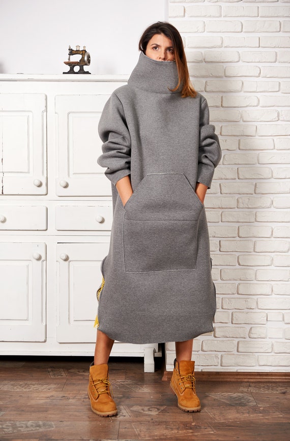 Turtleneck Sweater Tunic, Plus Size Clothing, Winter Dress, Casual Dress,  Gray Tunic Sweatshirt, Boho Sweatshirt, Women Dress, Sweater Dress -   Canada