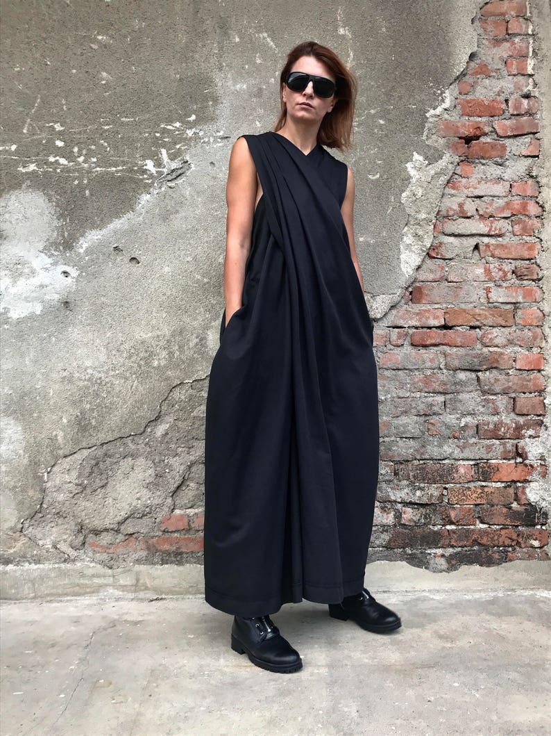 Women Jumpsuit, Black Jumpsuit, Women Romper, Gothic Clothing, Maxi Jumpsuit, Cotton Jumpsuit, Black Overall, Extravagant Jumpsuit image 1