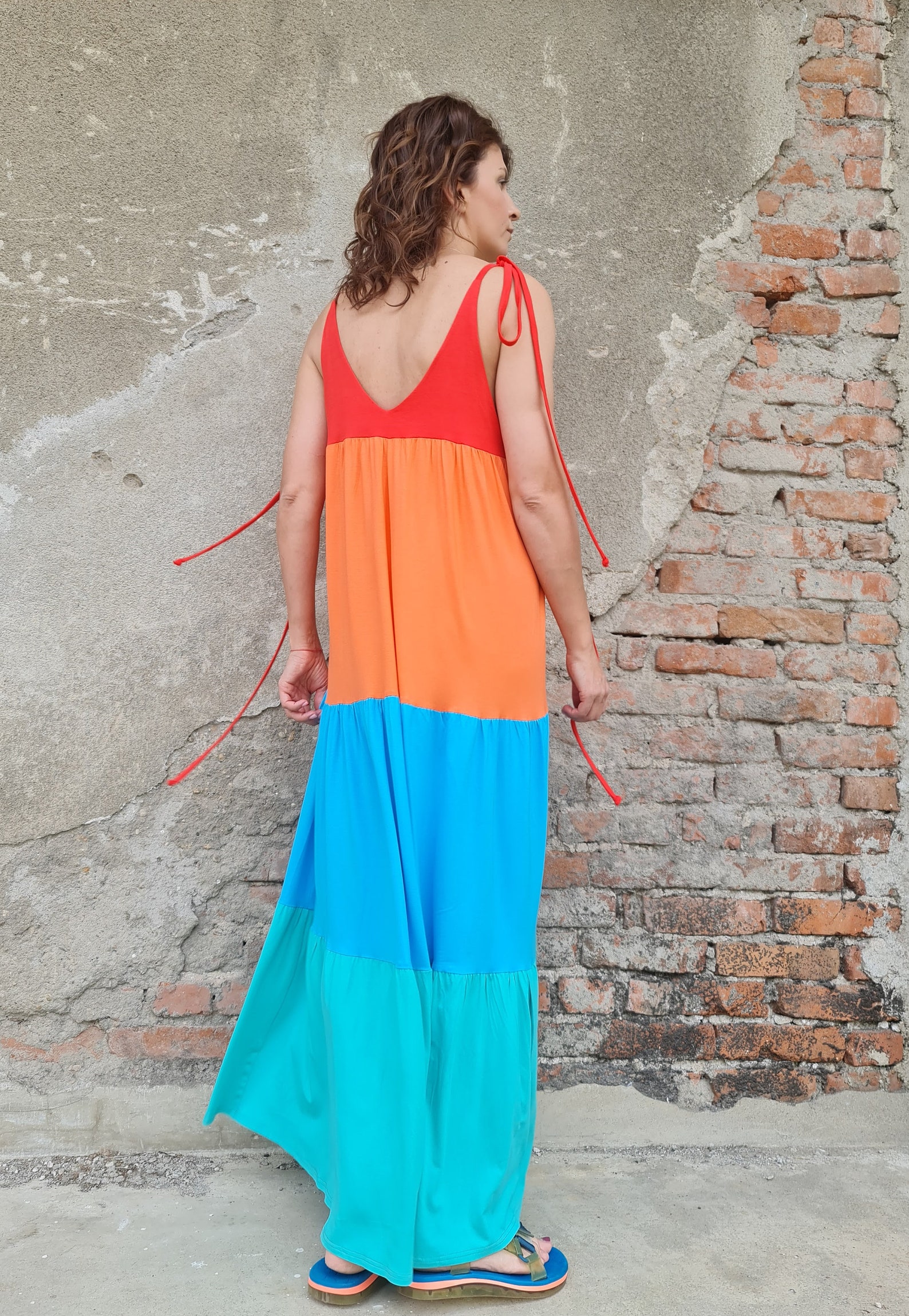 Colorful Summer Dress, String Maxi Dress, Long String Dress, Sleeveless ...