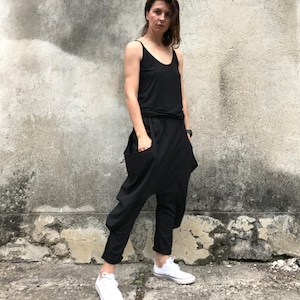 Baggy Women Pants, Linen Pants, Loose Fit Black Pants, Black Linen Pants, Minimalist Clothing, Avant Garde Pants, Women Linen Pants, Black