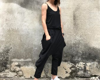 Black Linen Pants,Avant Garde Linen Pants, Baggy Pants, Black Harem Pants, Drop Crotch Pants, Loose Pants, Wide Pants, Black Linen