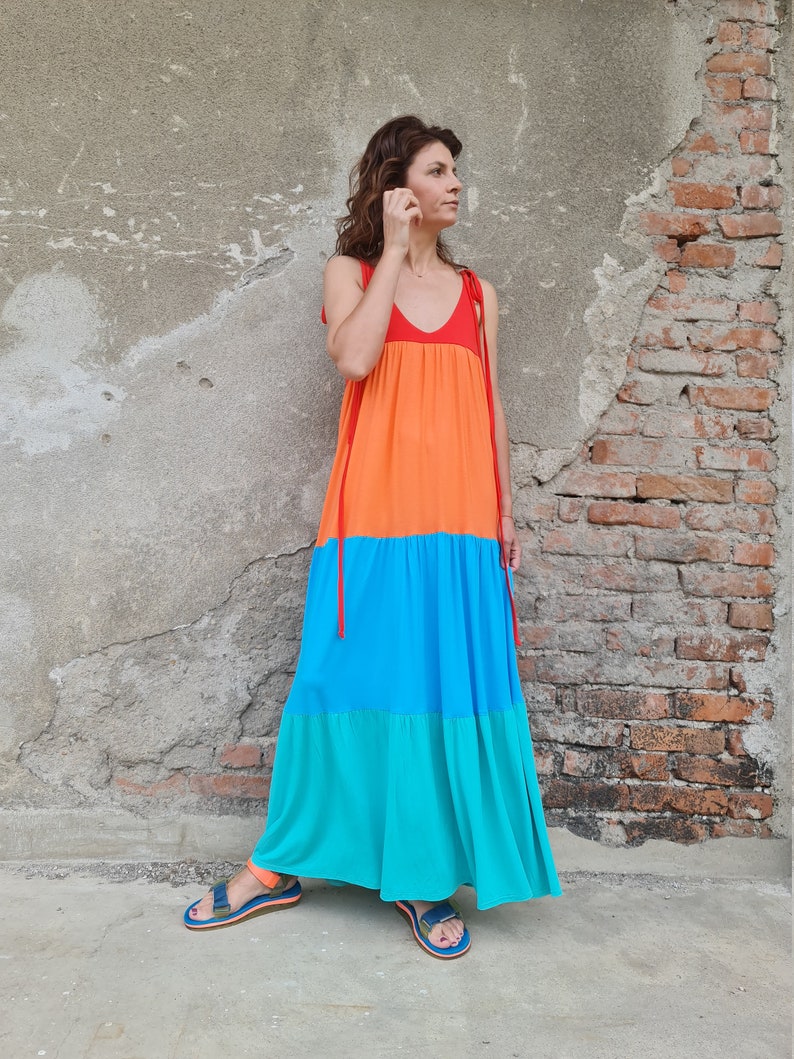 Colorful Summer Dress, String Maxi Dress, Long String Dress, Sleeveless Summer Dress, Woman Summer Dress, Long Summer Dress, Beach Dress, image 1