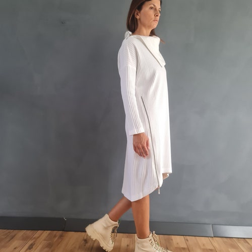 white sweater dress midi Farm Rio Pair with your favorite knee White Knitted Sweater Dress Set:
