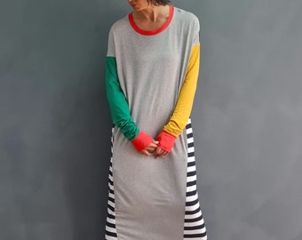 chinese dress ladies Plus Size Long Sleeve Rib Midi Sweater Dress – White Mark main image 1
