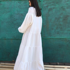 White Maxi Dress, Maxi Dress, Long Sleeves White Dress, Summer Maxi Dress, Maternity Maxi Dress, Summer Wedding Dress, White Dress image 5