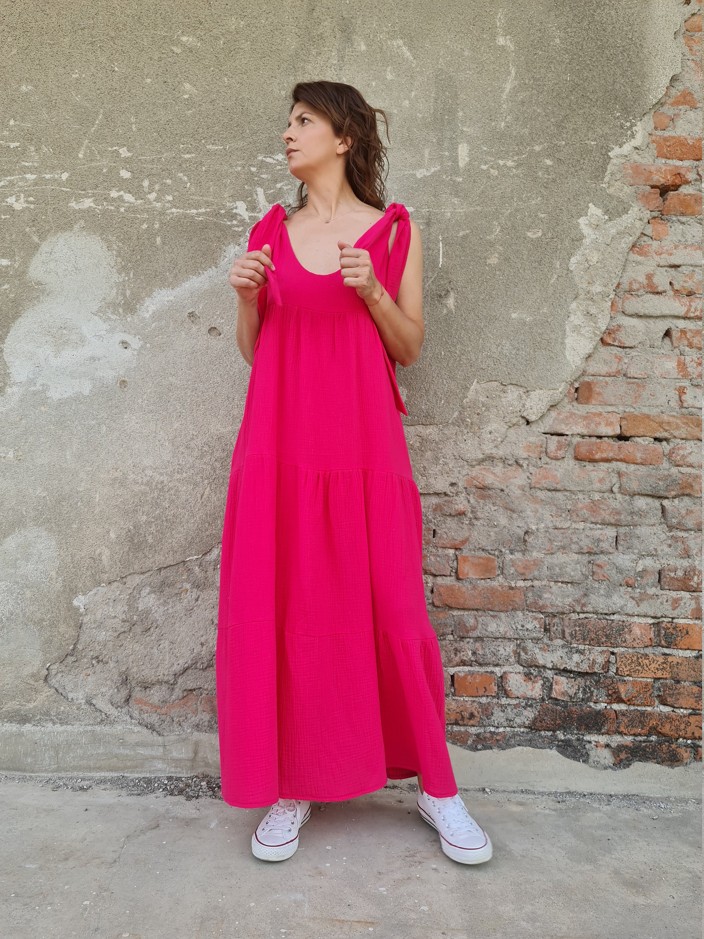 Vestido largo fucsia - Etsy España