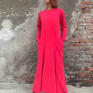 Red Maxi Dress, Red Dress, Abaya Dress, Loose Dress, Plus Size Kaftan, Maxi Dress, Futuristic Clothing, Minimalist Dress, Plus Size Kaftan image 3
