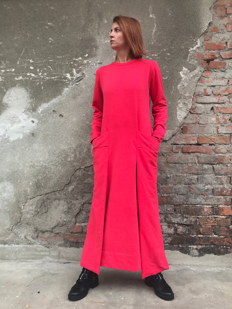 Red Maxi Dress, Red Dress, Abaya Dress, Loose Dress, Plus Size Kaftan, Maxi Dress, Futuristic Clothing, Minimalist Dress, Plus Size Kaftan image 3