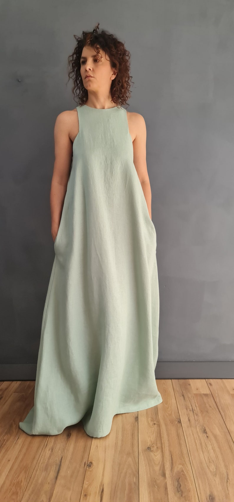 The Iris Lavender Linen Dress
