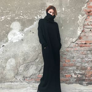 Plus Size Maxi Dress, Knit Sweater Dress, Long Maxi Dress, Winter Maxi Dress, Women Dress, Elegant Dress, Black Dress, Bohemian Clothing image 3