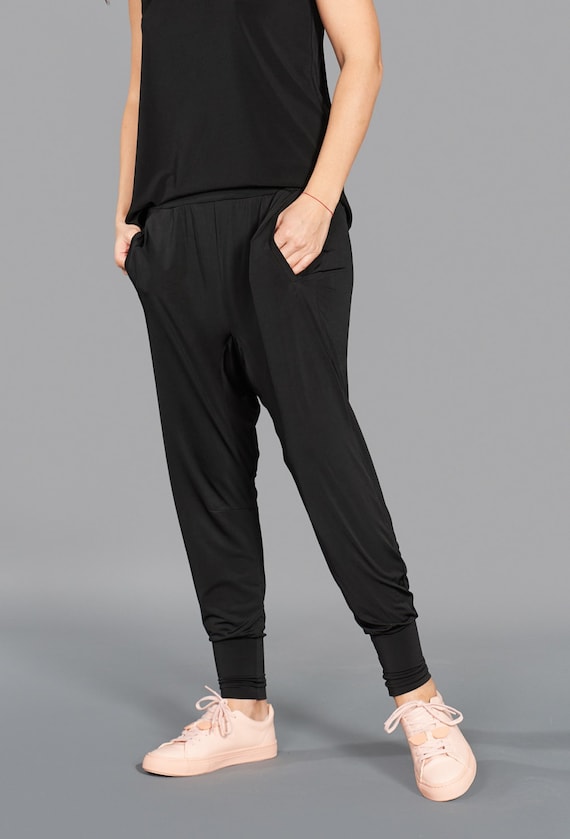 Black Harem Pants, Drop Crotch Pants, Women Activewear, Women