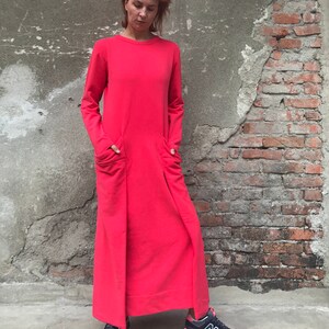 Red Maxi Dress, Red Dress, Abaya Dress, Loose Dress, Plus Size Kaftan, Maxi Dress, Futuristic Clothing, Minimalist Dress, Plus Size Kaftan image 2