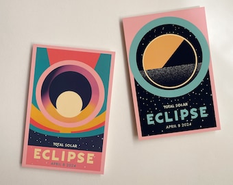 Colorful Solar Eclipse 4x6 postcards set of two