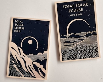 Black and white Solar Eclipse 4x6 postcards set of two