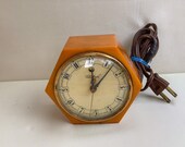 Bakelite Alarm Clock Butterscotch Catalin Telechron Amber Swirl Body Vintage Art Deco Electric Display Piece 1940 39 s Original Label