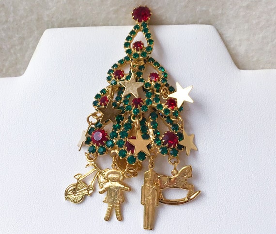 Kirks Folly Christmas Tree Brooch Crystal Rhinestone Pin Vintage Designer Signed Holiday Costume Jewelry Accessory Limited Edition 105 500 Etsy UK