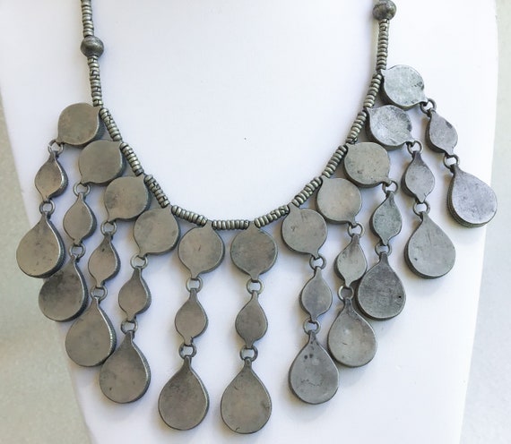 Moroccan Lapis Statement Necklace Silver Tribal B… - image 5