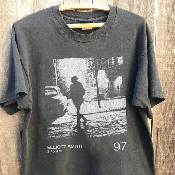 Elliott Smith / 2:45am / Minimalist Graphic Artwork Design aesthetic shirt, vintage Elliott Smith 90s rock band tee, Elliott Smith merch