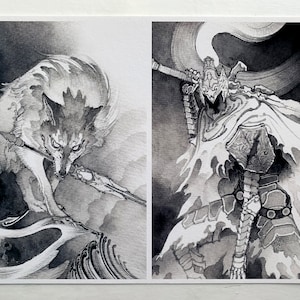 Artorias y Sif // Dark Souls // Lámina A4