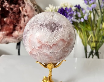 Drusy Pink Amethyst  sphere/ Pink Amethyst Crystal Point/ Pink Amethyst tower/ Pink Amethyst sphere/ Gift for her