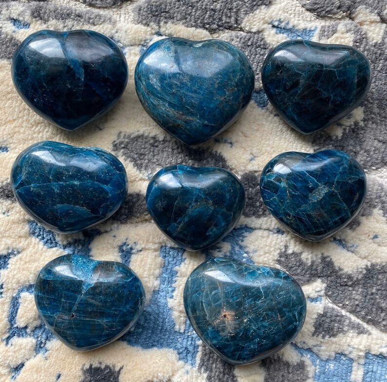 Dark Blue Apatite Heart/ Crystal heart/ Heart shape Crystal/ Etsy