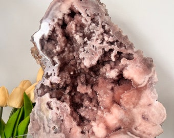 Statement Pink Amethyst slab on a stand / Pink Amethyst Crystal Point/ Pink Amethyst / Pink Amethyst sphere/ Gift for her