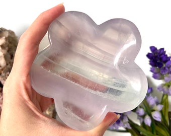 Yttrium Fluorite bowl, Lavender Pastel Fluorite Crystal, Fluorite Flower bowl, crystal bowl