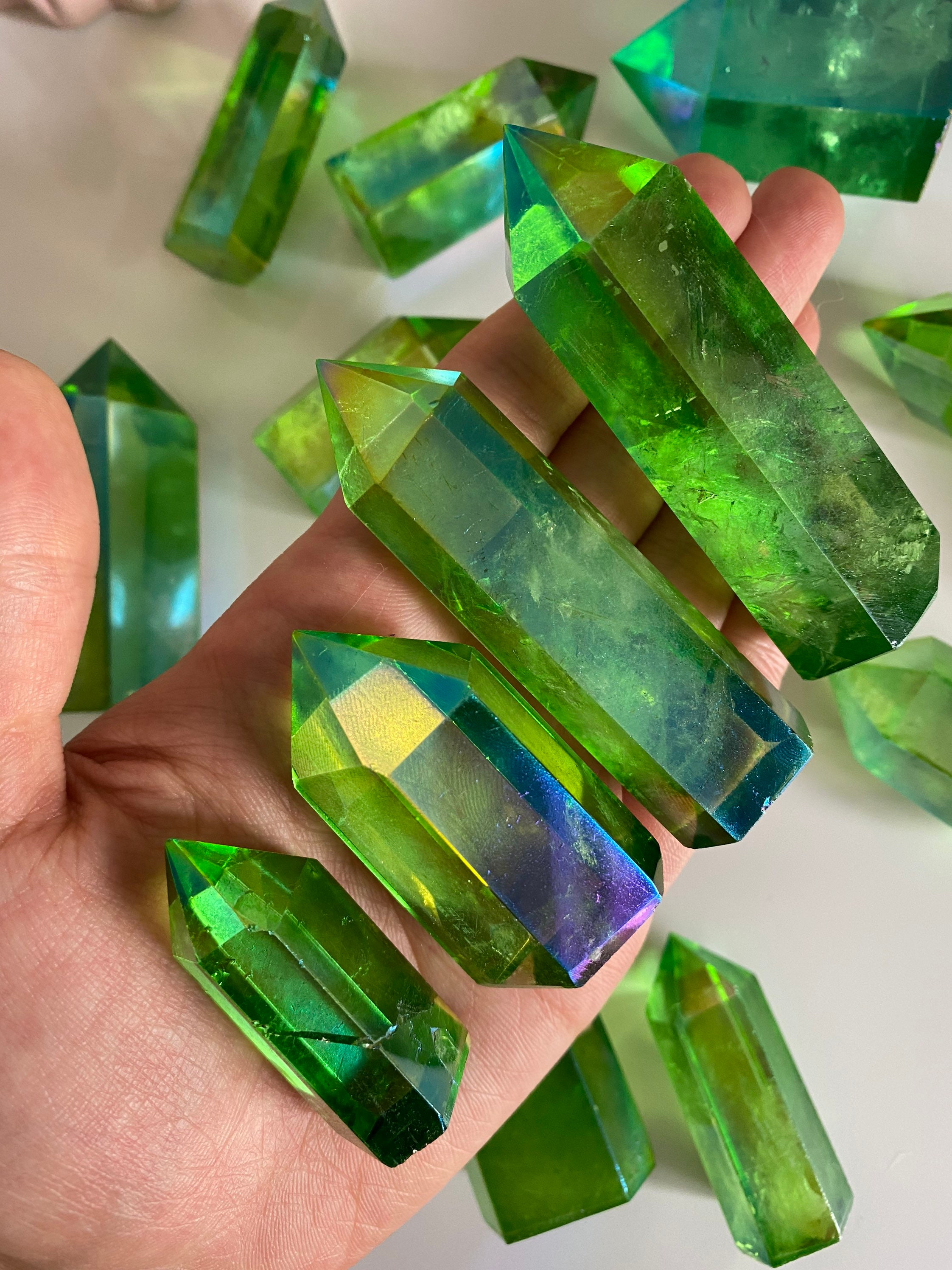 Apple Aura Quartz/ Aura Quartz Point/ Aura Quartz Crystal/ Etsy