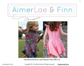 AimerLae & Finn Handkerchief Dress and Peplum size nb to 8