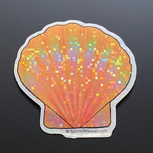 Glitter Holographic Rainbow Sunrise Shell 2” Die Cut Sticker