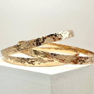 Single 14K Gold Filled Thick Hammered Stacking Bangle 6mm Wide