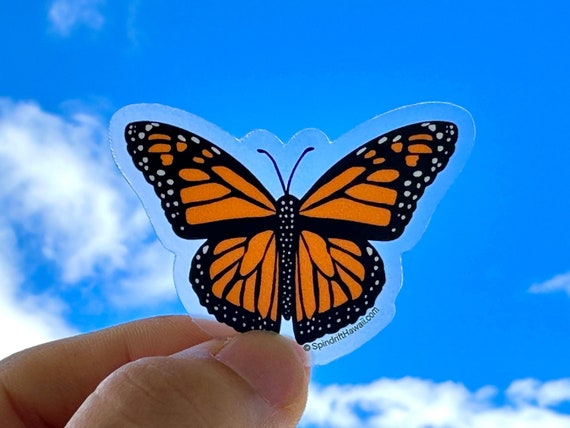 Orange Monarch Butterfly Clear 2” Vinyl Die Cut Sticker