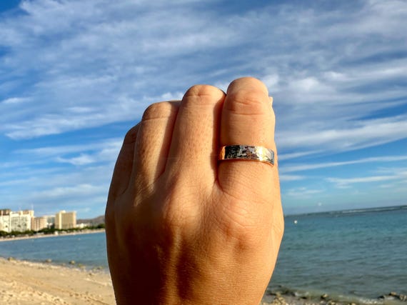 Thick Hammered 14K Gold Filled Ring 5mm Wide Band