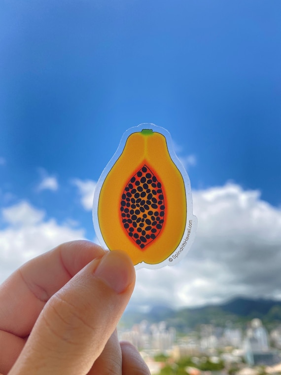 Papaya Slice Clear 2” Vinyl Die Cut Sticker