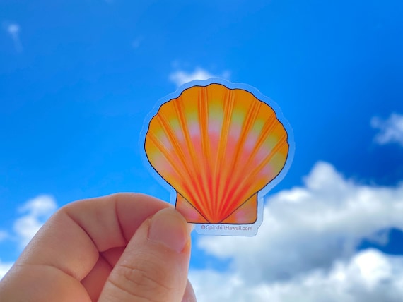 Rainbow Sunrise Shell Clear 2” Vinyl Die Cut Sticker