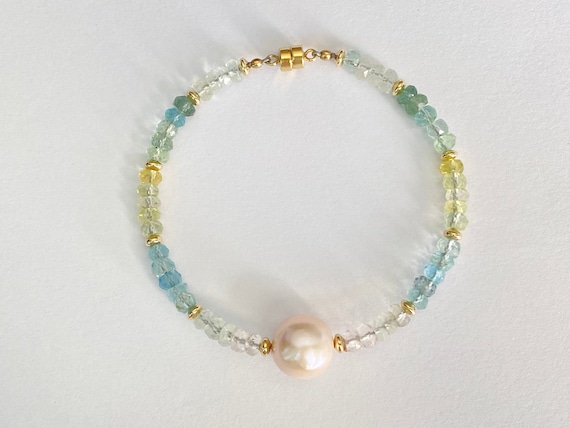 Aquamarine Freshwater Pearl Bracelet