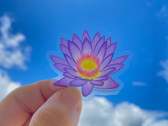 Purple Lotus Flower Clear 2” Vinyl Die Cut Sticker
