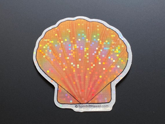 Glitter Holographic Rainbow Sunrise Shell 2” Die Cut Sticker