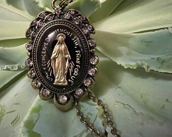 Miraculous Medal necklace, Miraculous Medal pendant, Blessed Virgin Mary necklace, Miraculous Medal, Catholic jewelry, patron saint medal