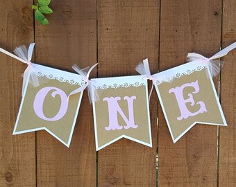Pink First Birthday Banner Sign, Pink High Chair Banner, Smash Cake Banner, Pink Birthday Banner, Photo Prop, First Birthday Party Decor