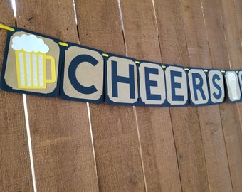 CHEERS and BEERS BANNER, Beer Banner, Beer Birthday Banner, Beer Party Decorations, Birthday Decorations, Party Decorations, Birthday Banner