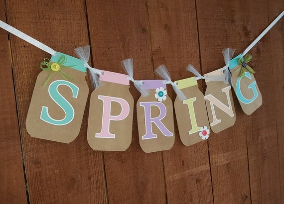 Spring Mason Jar Banner Mason Jar Banner Mason Jar Decor Etsy